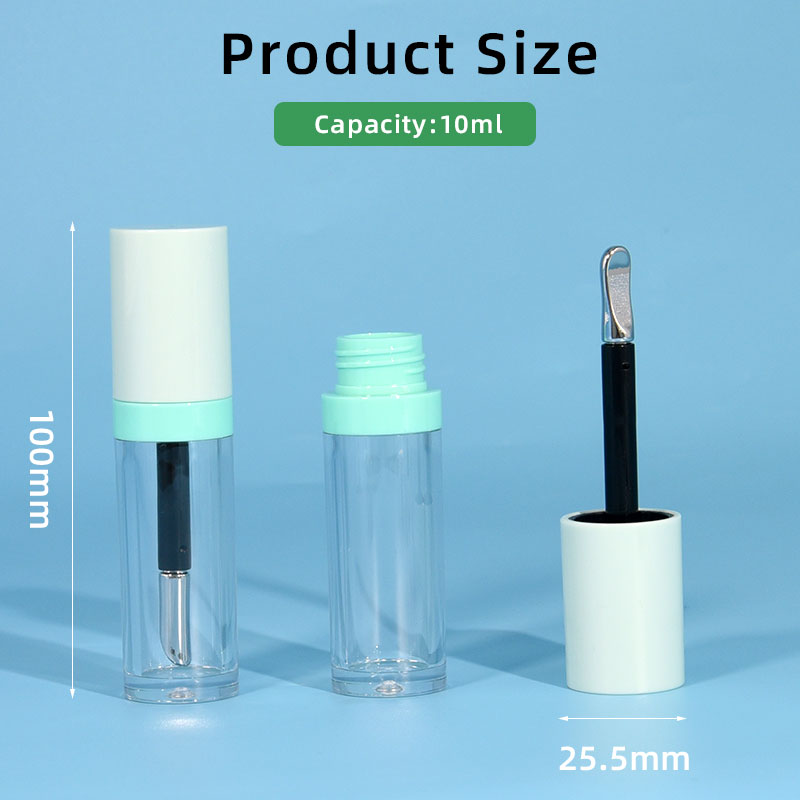 廠家批發10ml鋅合金唇釉管圓形厚壁唇釉管帶鋅合金唇刷唇彩空管
